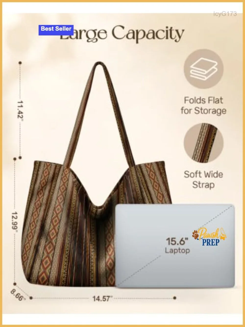 Women's Large Corduroy Hobo Bag - Boho Shoulder Tote with Zipper & Pockets